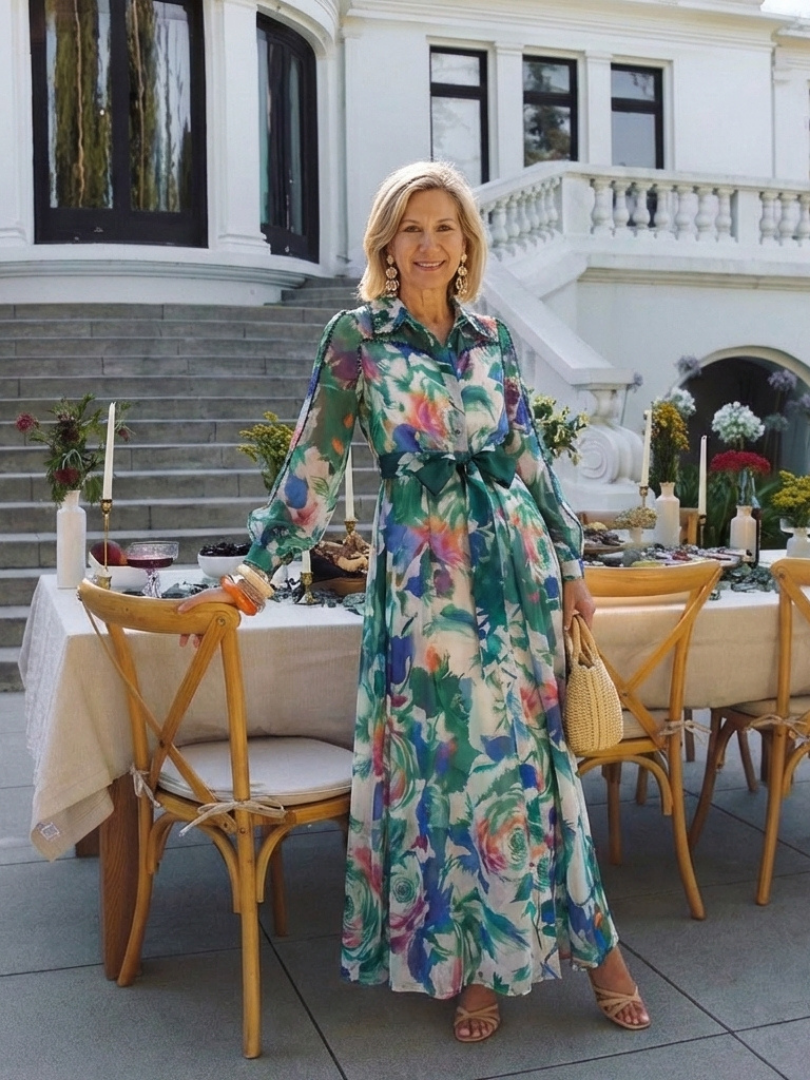 Carolina | Printed Belted Maxi Dress