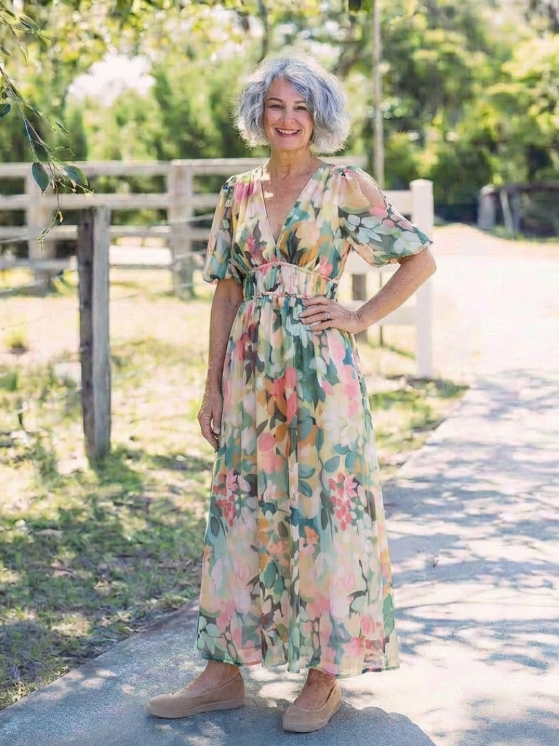 Eulalie | Gathered Waist Midi Dress