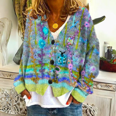 Evelyn | Floral Embroidered Button-Front Cardigan