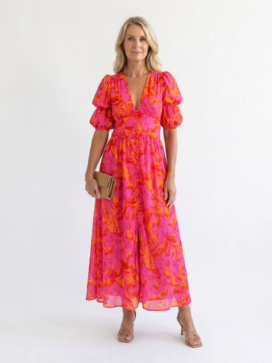 Willow | Puff Sleeve Midi Dress