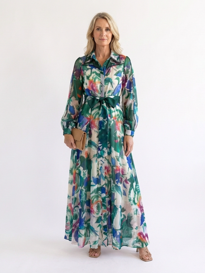 Carolina | Printed Belted Maxi Dress