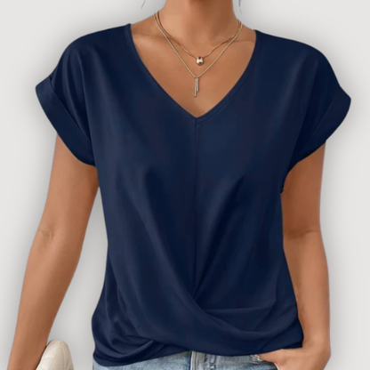 Aria | Draped V-Neck Blouse