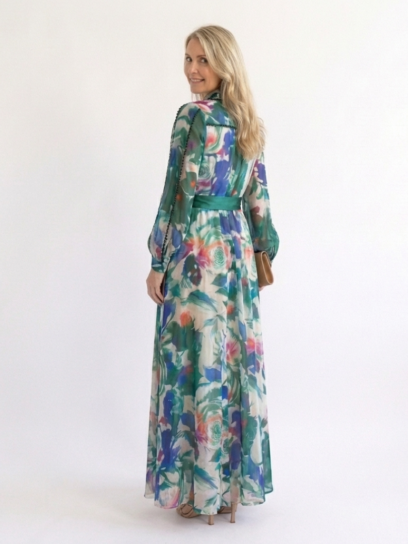 Carolina | Printed Belted Maxi Dress