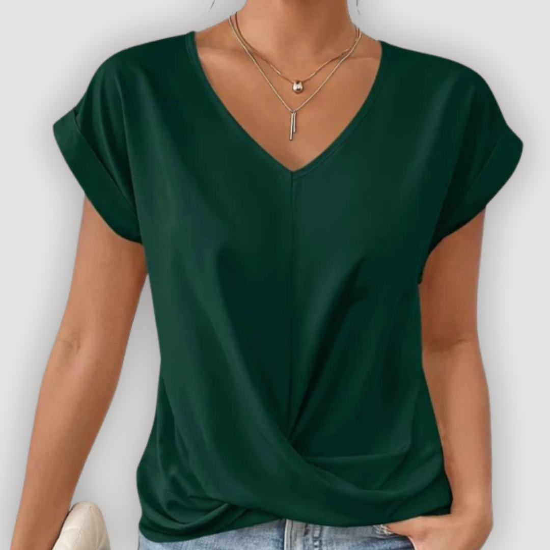 Aria | Draped V-Neck Blouse
