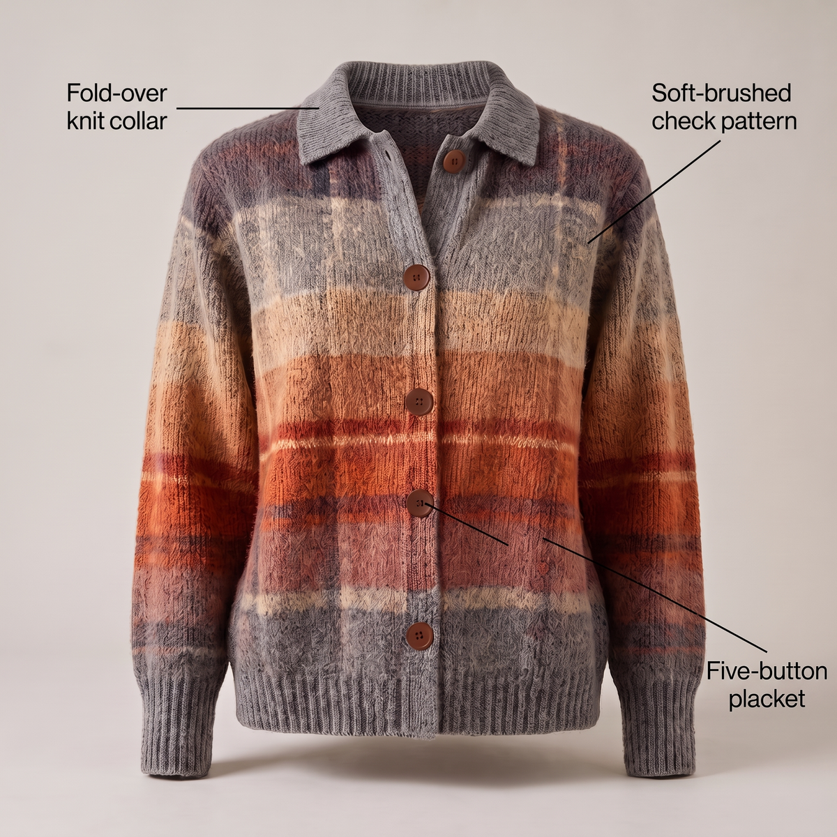 Seren | Checked Knit Cardigan