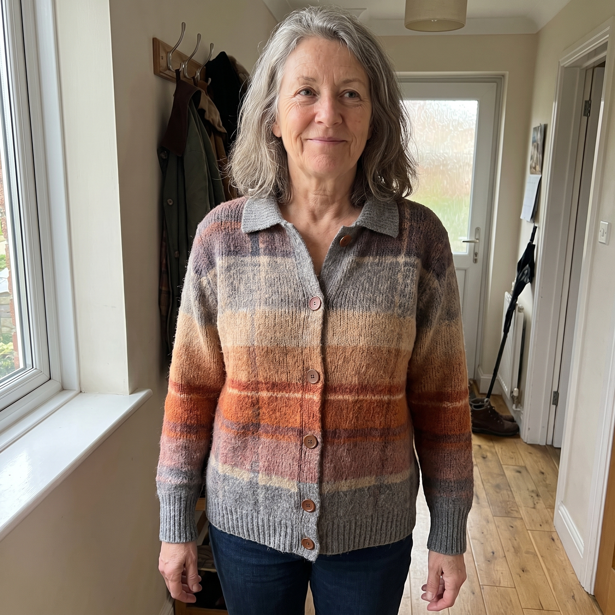 Seren | Checked Knit Cardigan