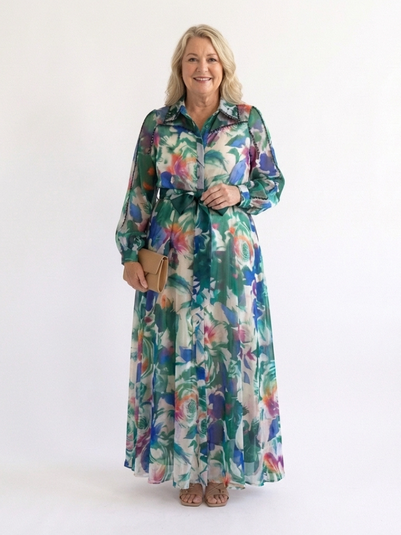 Carolina | Printed Belted Maxi Dress