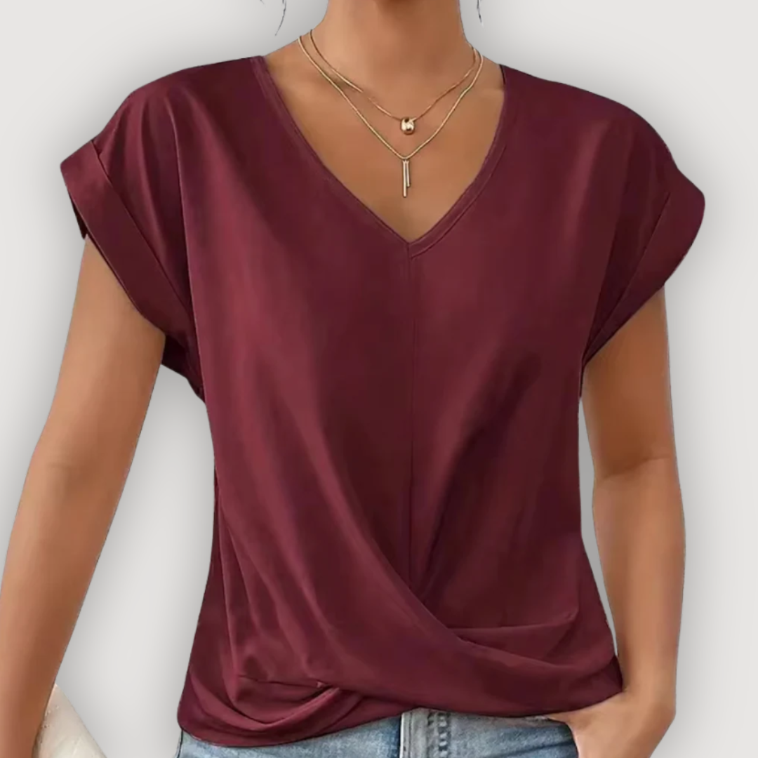 Aria | Draped V-Neck Blouse