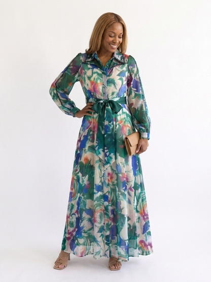 Carolina | Printed Belted Maxi Dress