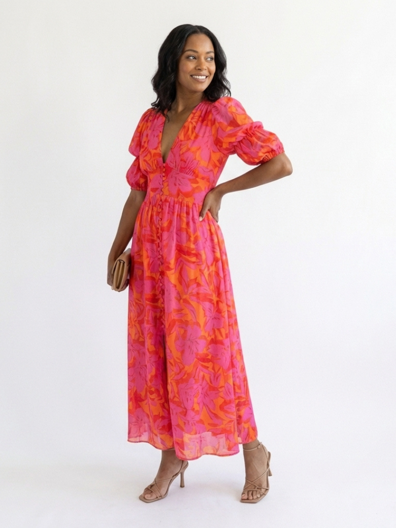 Willow | Puff Sleeve Midi Dress