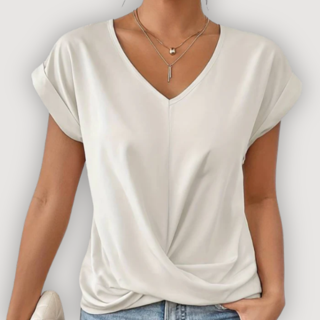 Aria | Draped V-Neck Blouse