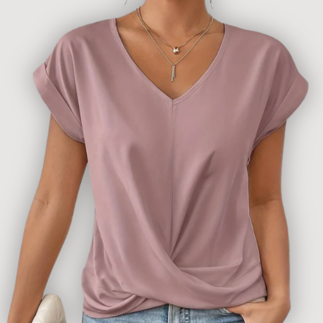 Aria | Draped V-Neck Blouse