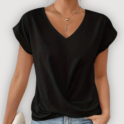 Aria | Draped V-Neck Blouse