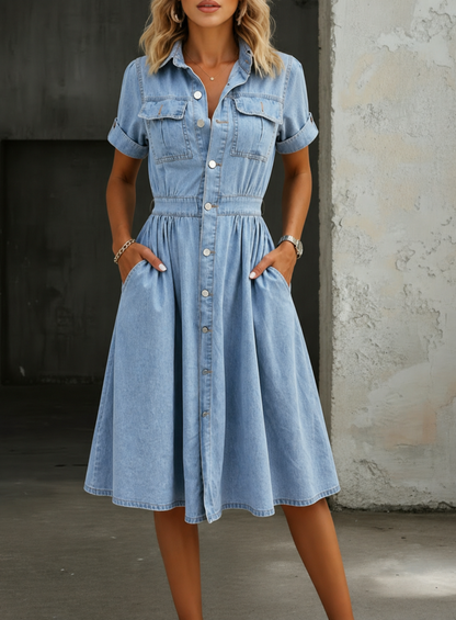 Deborah | Short Sleeve Denim Dress
