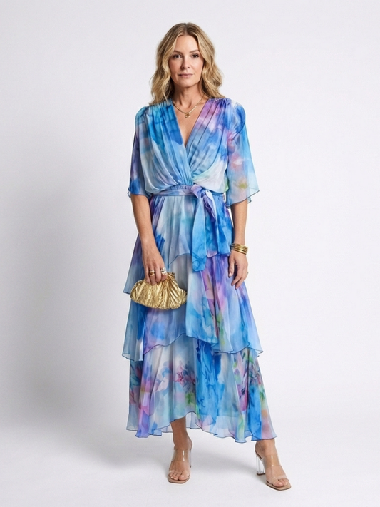 Calista | Sheer Tie Waist Maxi Dress