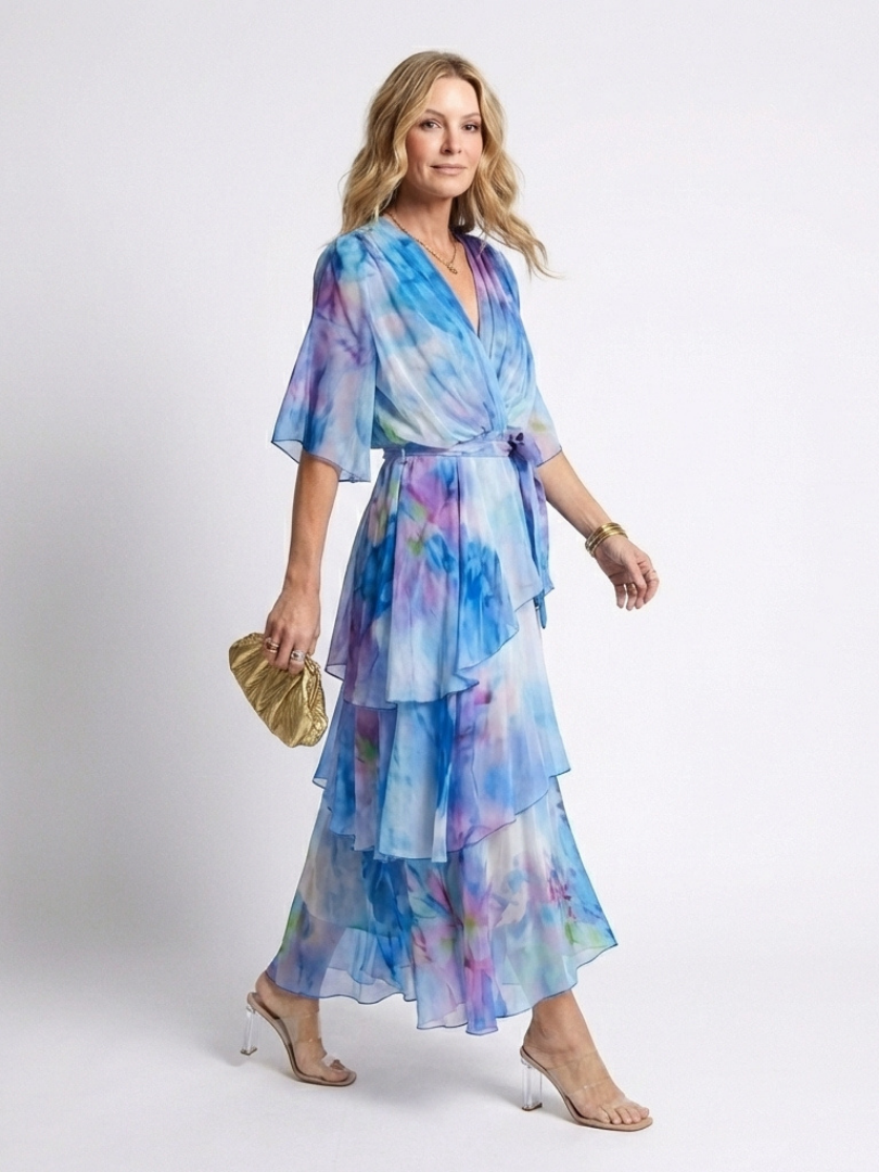 Calista | Sheer Tie Waist Maxi Dress