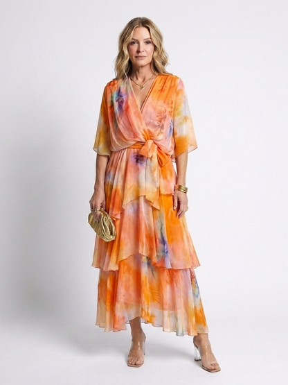 Calista | Sheer Tie Waist Maxi Dress