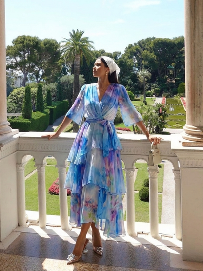 Calista | Sheer Tie Waist Maxi Dress