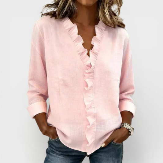 Susan | Ruffle Blouse with V Neck