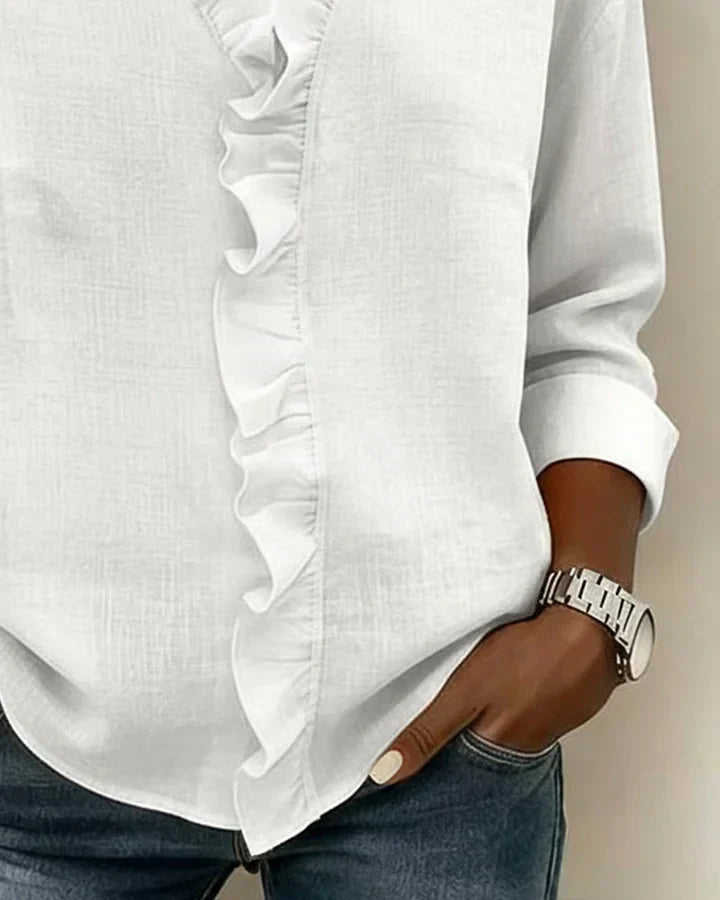Susan | Ruffle Blouse with V Neck