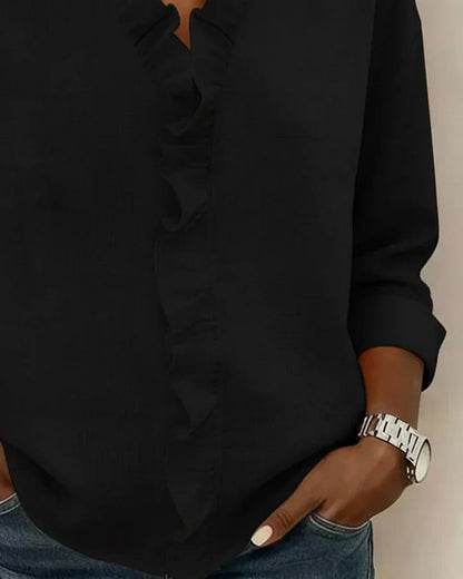 Susan | Ruffle Blouse with V Neck