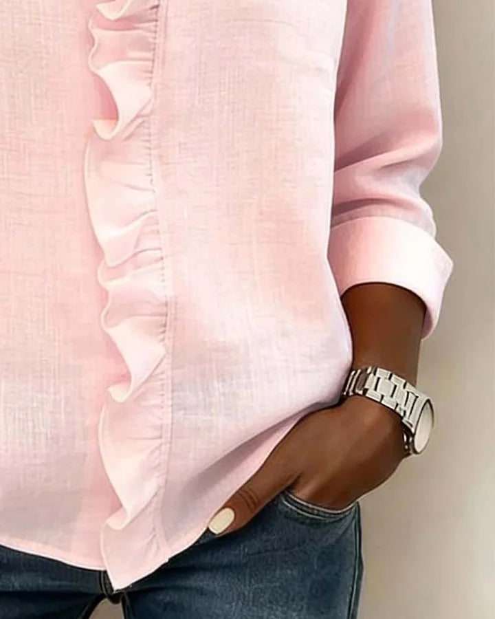 Susan | Ruffle Blouse with V Neck