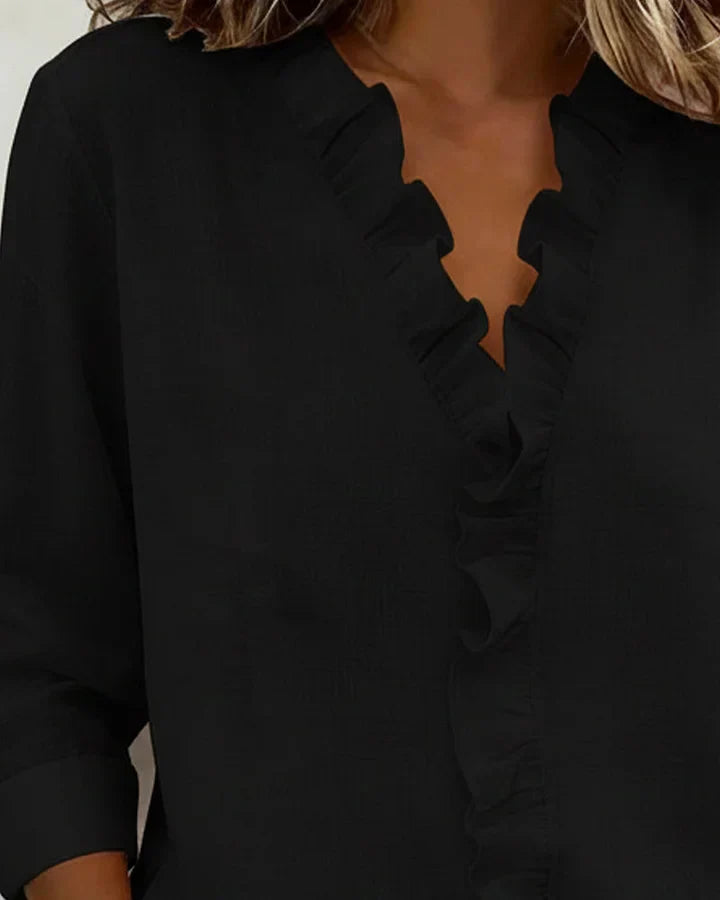Susan | Ruffle Blouse with V Neck