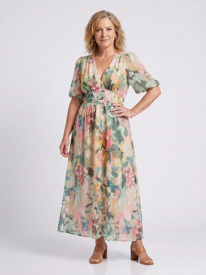 Eulalie | Gathered Waist Midi Dress