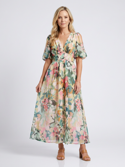 Eulalie | Gathered Waist Midi Dress