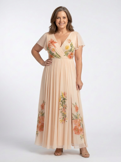 Calista | Pleated Floral Maxi Dress