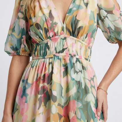 Eulalie | Gathered Waist Midi Dress