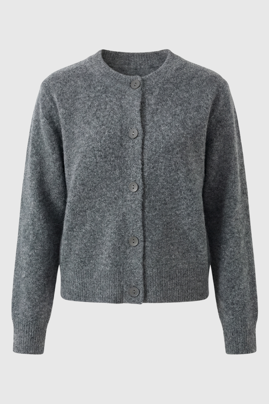 Helena | Gray Long Cardigan with Relaxed Fit