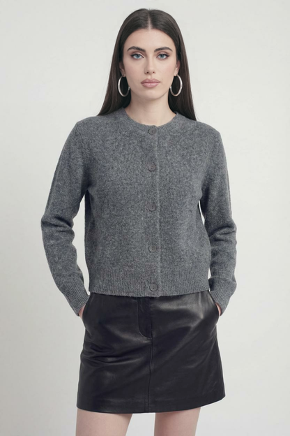 Helena | Gray Long Cardigan with Relaxed Fit