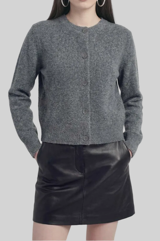 Helena | Gray Long Cardigan with Relaxed Fit
