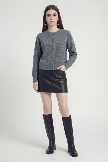 Helena | Gray Long Cardigan with Relaxed Fit