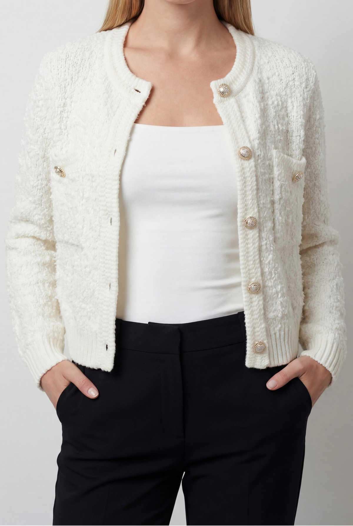 Sarah | Open-Front Cardigan with Ribbed Details