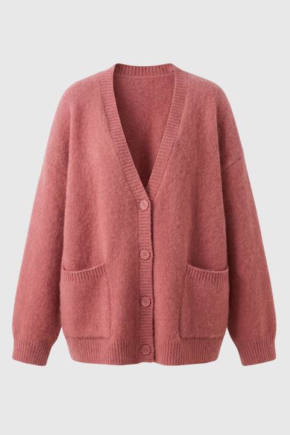 Fiona | Pink Knit Cardigan with Relaxed Fit