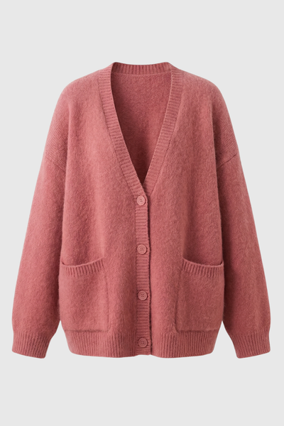 Fiona | Pink Knit Cardigan with Relaxed Fit