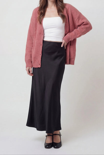 Fiona | Pink Knit Cardigan with Relaxed Fit