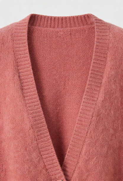 Fiona | Pink Knit Cardigan with Relaxed Fit
