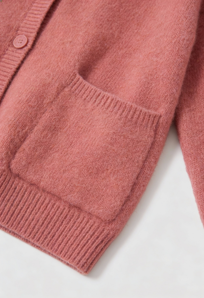 Fiona | Pink Knit Cardigan with Relaxed Fit