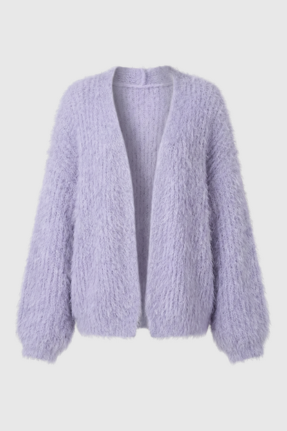 Grace | Purple Knit Cardigan with Ribbed Details