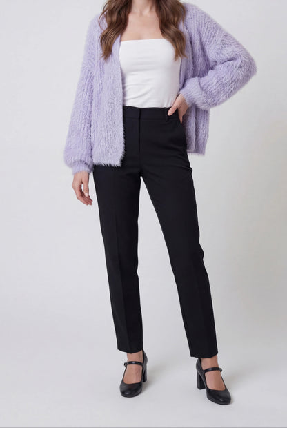 Grace | Purple Knit Cardigan with Ribbed Details
