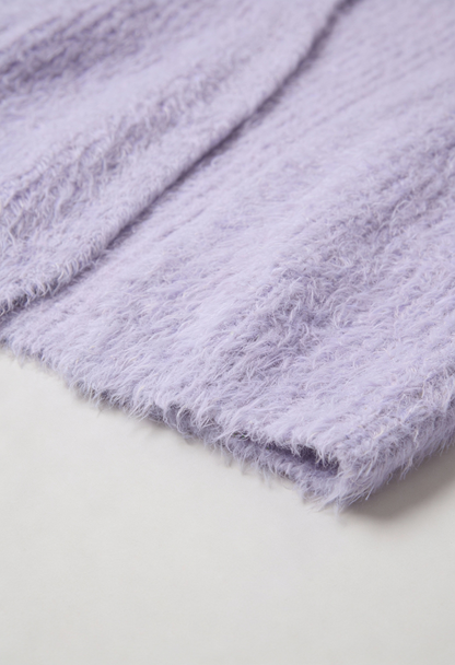 Grace | Purple Knit Cardigan with Ribbed Details
