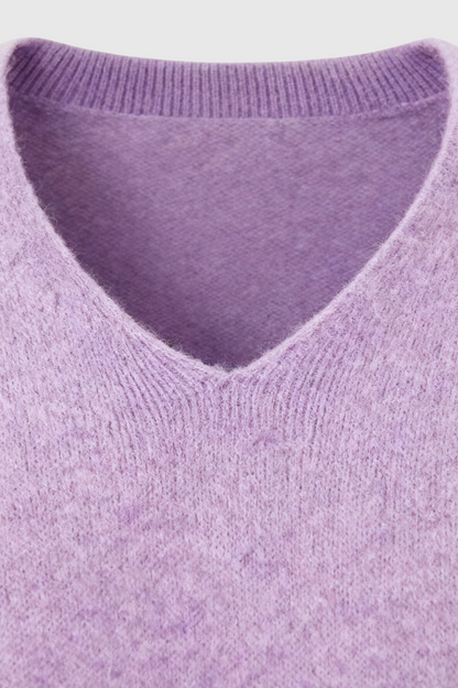 Violet | Purple Knit V-Neck Sweater