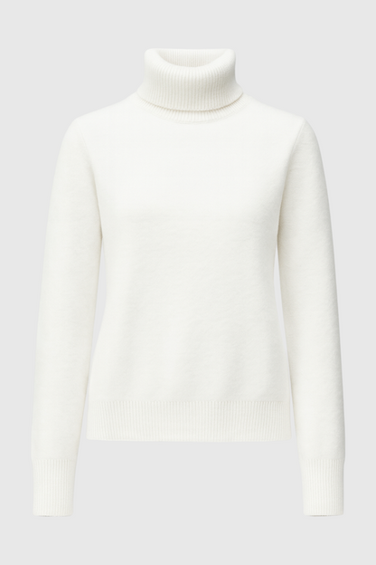 Bianca | White Slim Fit Turtleneck Sweater