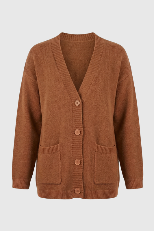 Luna | Brown Knit Cardigan with Relaxed Fit