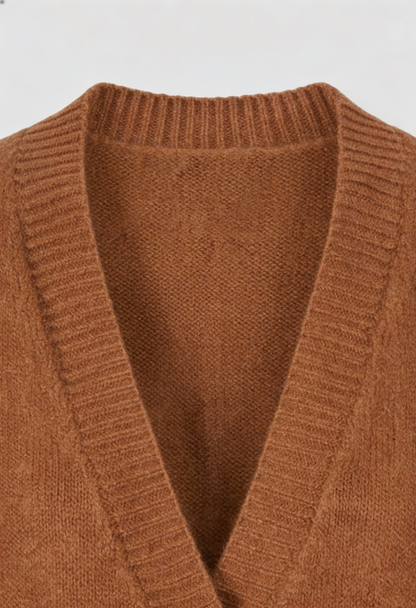 Luna | Brown Knit Cardigan with Relaxed Fit