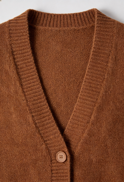 Luna | Brown Knit Cardigan with Relaxed Fit