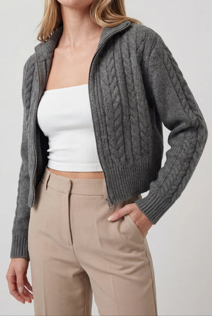 Anna | Dark Gray Long Cardigan with Relaxed Fit
